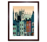 Wall Art Print York Minster and Shambles Street Cityscape Artwork Framed 9X7 Inch Artery8 Brown W7 inch x H9 inch