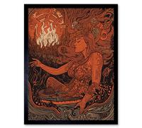 Wall Art Print You Light my Fire The Temptress Concept Art Framed Artery8 Black W12 inch x H16 inch