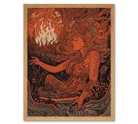 Wall Art Print You Light my Fire The Temptress Concept Art Framed Artery8 Light Oak W12 inch x H16 inch