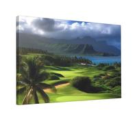 Wall Art Prints Scenic Hawaii Golf Tropical Modern Wall Decor Framed Ready to Hang Canvas Oil Painting Extra Large Artwork Home Decor for Bathroom Living Room Office Bedroom Poster 45x30 cm