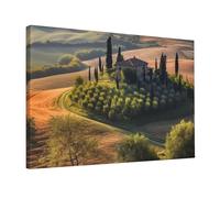 Wall Art Prints Tuscany Landscape Tree Scenery Farm Modern Wall Decor Framed Ready to Hang Canvas Oil Painting Extra Large Artwork Home Decor for Bathroom Living Room Office Bedroom Poster 45x30 cm