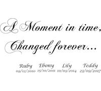 Wall Art Quote Vinyl Sticker, A Moment in Time Changed Forever, 70-150cm, Customisable Names and Dates (100cm)