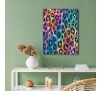 Wall Art Rainbow Leopard Print Pattern Tie-Dye Canvas Painting Unframed Prints Pictures Print on Canvas, Photo Wall Decor for Living Room Bedroom Bathroom 28x39in