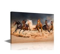 Wall Art Running Horses Painting on Canvas 1 Panels Posters and Prints Steed Portrait Modern Landscape Pictures Canvas Wall Art Home Office Decor for Living Room Framed Ready to Hang 36x24 in