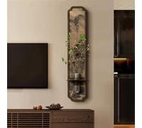 Wall Art Sculpture, Modern 3D Decor with Vase & Simulated Green Plants for Living Room, Dining Room, Bathroom, Entryway, Office