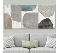 Wall Art,Set of 3-Abstract Canvas Print Posters Wall Art Set Painting Geometric Black Brown Pastel Abstract Illustration Kitchen Office Modern Art Decor-40 * 50cm/16 * 20inch(Unframed)