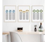 Wall Art,Set of 3-Mid Century Modern Wall Art Prints Nordic Posters Flower Folk Art Canvas Painting Wall Pictures for Living Room Home Office Decoration-40 * 60cm/16 * 24inch(Unframed)