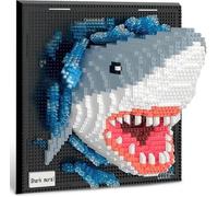 Wall Art Shark Building Blocks Set, 2166 Pcs 3D Shark Animal Micro Mini Building Blocks Set for Adults, Unique Home Wall Decor or Table Display, Creative Birthday Gift Toy for Teens