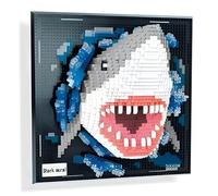 Wall Art Shark Mosaic Building Blocks Set - 2166PCS 3D Marine Animal Mini Bricks Kit, Home Office Decor, Home Display Collection, Giant Ocean Framed, Creative Gift for Adult