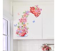 Wall Art Stickers Flowers Decals for Living Room Bedroom Colourful Flowers Butterflies Wall Decoration for Bedroom 1807