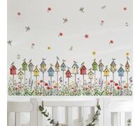 Wall Art Stickers for Bedroom Yellow, Green, Red Buildings