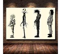 Wall Art Tim Burton Movie Beetlejuice Edward Scissorhands Movie Canvas Painting Posters Print Wall Art Picture for Living Room Home Decoration Frameless (50X70cm Unframed)
