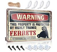 Wall Art Tinsign Game Room Vintage Gift For Friend Warning This Property Is Protected By A Highly Trained Ferrets - Easy To Hang Art(30X40CM)
