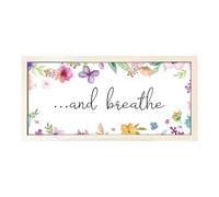Wall Art White Framed Print Home …And Breathe | Relaxing Zen Tranquil Room Sign Large Display | Mindfulness Floral Design Gift | Serene Decor With Calming Message | Relaxing Positive