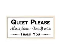 Wall Art White Framed Print Quiet Please Sign | Session In Progress Room Signage | Commercial Workplace Workspace | Large Wide No Noise Display | Library And Quiet Space Decor | Home Study