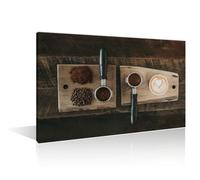Wall ArtBrown Coffee with Heart Pattern in White Cup Picture Living Room Wall Decor 1 Pieces Coffee Themed Kitchen Coffee Bean Coffee Cup Black and White Wall Art Framed Ready to Hang 24"Wx36"H