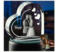 Wall Artistry Personalised 3d Crystal Photo, Custom Gift Etched Engraved Your Own Picture Inside the Crystal, Customised Picture in Glass Block for Women Men Her Him Couples, Love You