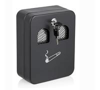 Wall Ash Bin Lockable Mounted Outdoor Cigarette Ashtray Box with Keys, Solid Steel Black Powder Coated Smoking Waste Bin for Garden, Pub & Office