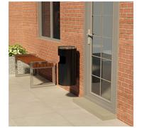 Wall Ashtray Dustbin Black 25x51cm Stainless Steel 26L Removable Inner Barrel UK