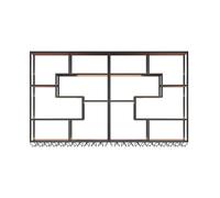 Wall Bar Shelves with Wine Glass Holder Iron Bar Liquor Shelf Wine Rack Wall Mounted with LED Light Liquor Bottle Display Shelf for Kitchen Dinning Room Home Bars Living Room.(Black,180x25x120cm)