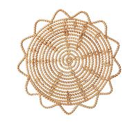 Wall Basket Decor, Boho Handmade Hanging Wall Baskets, Woven Seagrass Rattan Wall Decor, Flat Round Handcrafted Wall Decor for Coastal Art Bedroom Living Room Farmhouse home(Rattan flower 33cm)