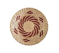 Wall Basket Decor Boho Wall Hanging Decor Rattan Wall Decor Flat Round Wicker Woven Macrame Tapestry Wall Basket Serving Tray Art Handmade Set For Room Bedroom Living Room Gardening (Coffee, C)