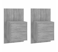 (grey sonoma, 2) vidaXL Wall Bedside Cabinet Floating Nightstand Bedside Unit Hanging Cabinet