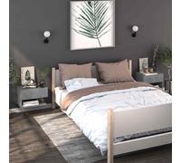 vidaXL Wall-mounted Bedside Cabinets 2 pcs Concrete Grey 02 UK HOT