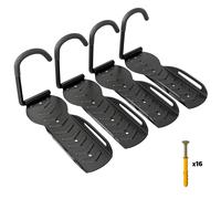 Wall Bike Rack Hooks Set Black Metal 4-Pack 25.5x10.5x4 cm Foldable Heavy-Duty+