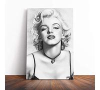 Wall Black and White Art Marilyn Monroe Canvas Print | Gallery Wrapped 30mm Frame Wall Art | 24x16 inches | Ready to Hang | Contemporary Picture | Living Room Bedroom Lounge Office