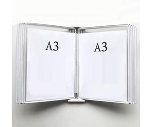 Wall Board & A3 P Display Rack Wall Mounted Flip Book nd C Loose Leaf Pa Holder 45x33x10CM Perfect for Home Office or Classroom Use