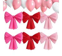 Wall Bow Decorations - Valentines Day 6 Pieces Reusable Large Cute Bows | Perfect Home Party Room Classroom Bedroom Office Decor, Enhances Valentine’s Day Backgrounds, Romantic Event Decorations, DIY