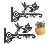 Wall Bracket for Flower Basket Hooks 2 Pcs 10 Inch Metal Wall Bracket with Bird Floral Pattern for Patio Lantern Wind Chime Indoor Porch Brackets