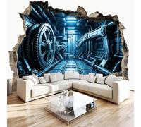 Wall Breaching Machinery Tunnel 3D Photo Wallpaper Non-Woven Wall Mural Industrial Style Wall Mural Decoration Poste Premium Wallpaper Wall Art for Living Room Bedroom W250xH175 27f365