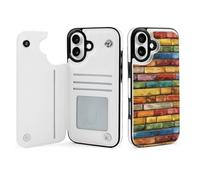 Wall Brick Colored Printed Flip Phone Cases Compatible with iPhone 16 | Novelty Protective Cover for 16/16 Plus/16 Pro/16 Pro Max/16 E/16 SE4