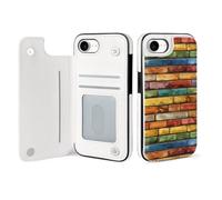 Wall Brick Colored Printed Flip Phone Cases Compatible with iPhone 16 | Novelty Protective Cover for 16/16 Plus/16 Pro/16 Pro Max/16 E/16 SE4