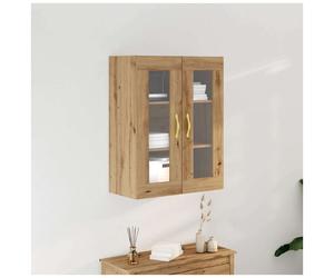 Wall Cabinet 2 Door Artisan Oak 69.5x34x90cm Engineered Wood Glass Gold D-pulls