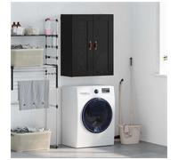 Wall Cabinet 2-Door Black Oak 69.5x34x90 cm Engineered Wood Matte Leather Pulls