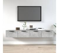 Wall Cabinet 2pc Concrete Grey Engineered Wood 68x30x20 cm Set - Slim Drawers