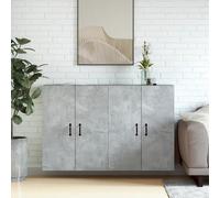Wall Cabinet 2pcs Concrete Grey 69.5x34x90cm Engineered Wood & Metal Modern Unit