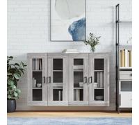 Wall Cabinet 2pcs Grey Sonoma Engineered Wood & Glass 69.5x34x90cm for Bathrooms