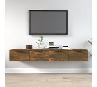 Wall Cabinet 2pcs Smoked Oak Engineered Wood 68x30x20cm Wall-Mounted Drawer Set