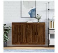 Wall Cabinet 69.5x34x90 cm Brown Oak Engineered Wood 4-Door Wall-Mounted 2pc Set