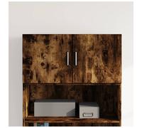 Wall Cabinet 80x42.5x40cm Smoked Oak Engineered Wood 2 Door Slim Silver Handles