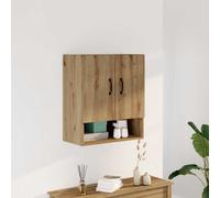 Wall Cabinet Artisan Oak Engineered Wood 60x31x70 cm Black D-Pull Handles 1Shelf