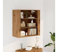Wall Cabinet Artisian Oak 80x33x80cm Engineered Wood 3-Shelf Wall-Mounted Modern