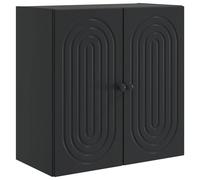 Wall Cabinet Black 59x31x60cm Engineered Wood Vintage Wall-Mounted 2-Door Shelf