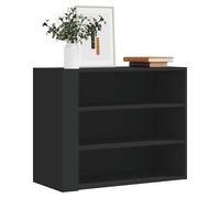 Wall Cabinet Black 75x35x60 cm Engineered Wood Wall-Mounted 3-Compartment Shelf