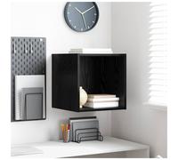 Wall Cabinet Black Oak 37x37x37 cm Engineered Wood 3-Shelf Wall Mounted SleekFit