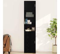 Wall Cabinet Black Oak 50x42.5x40 cm Engineered Wood 1-Door Rustic Storage Shelf